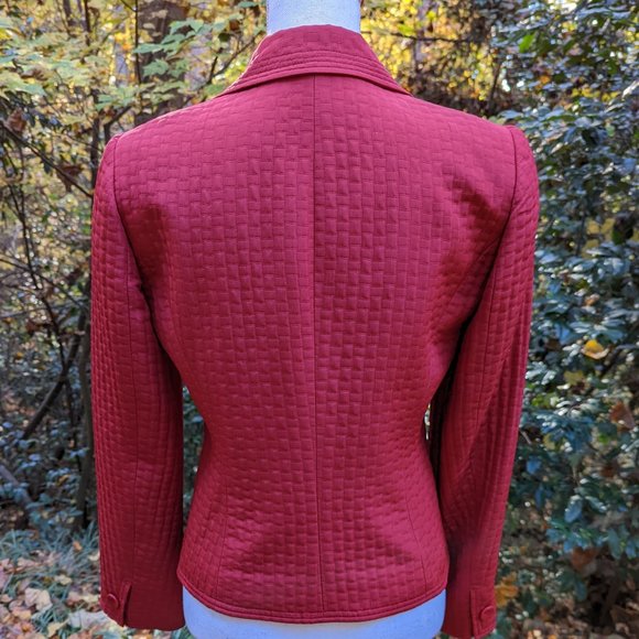 ELLEN TRACY Silk Wool Quilted Suit Jacket Blazer Red Size 8 - Picture 10 of 10